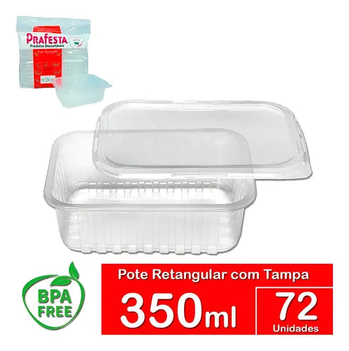 Pote Descartável 350ml Tampa Freezer Microondas Marmita 72un