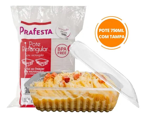 Pote Descartável 750ml Freezer Microondas Marmita - com 24 Un. Cor Transparente