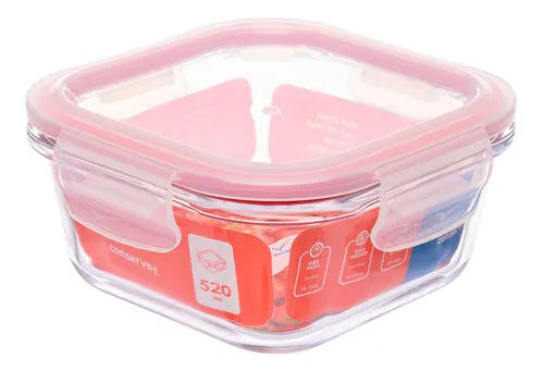 Pote De Vidro Hermético 520ml Quadrado Invicta Cor Branco