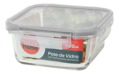 Pote Hermético De Vidro - Marmita -micro-ondas -forno 740ml Cor Vermelho