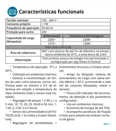 Sensor De Presença Movimento Teto 360º Exatron Lest4000 App