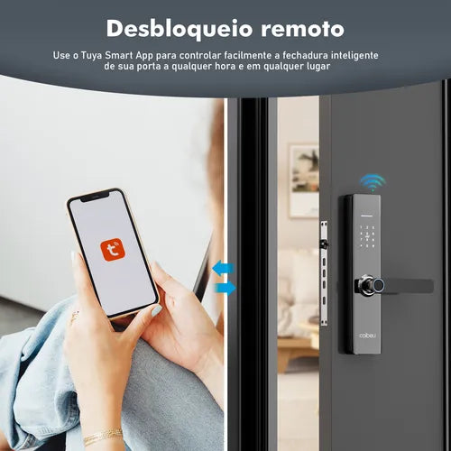 Fechadura Eletronica Digital Wifi Tuya Biometria Coibeu