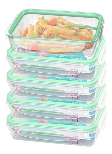 Jogo De Potes Herméticos De Plástico 5pç 820ml Verde Sanremo Cor Transparente