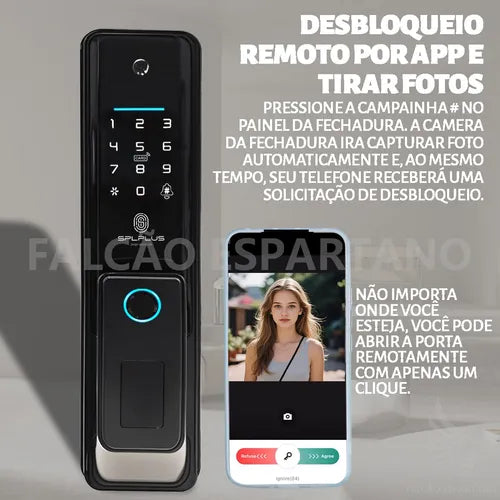 Fechadura Eletronica Biometria Com Câmera Wifi Facial App