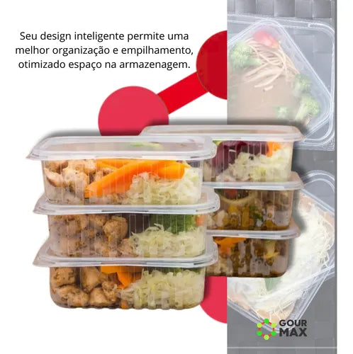 Marmitas Descartaveis Com Tampa Freezer 1l 24un Pote Fitness