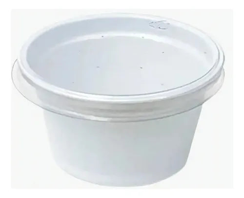 100un Potinho Molheira Pote Descartável Molho C/ Tampa 30ml Cor Branco