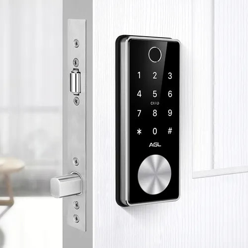 Fechadura digital T12 bluetooth biometria cartão chave senha preto AGL
