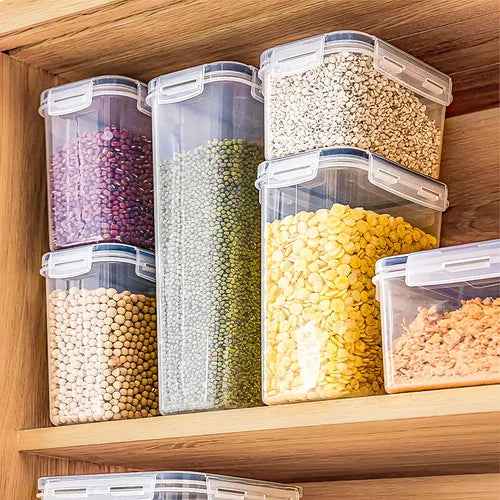 Potes Mantimentos Hermético Quadrado Cozinha 8 Peças