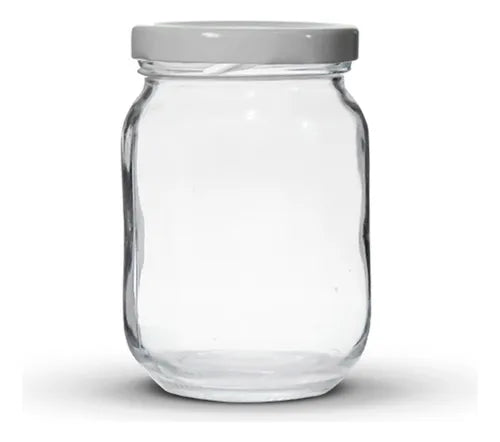 12 Potes Conserva 268ml Com Tampa Metálica E Lacre Cor Branco