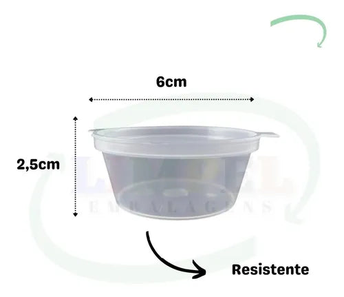 50 Molheira Descartável Potinho Pote Molho C/ Tampa 40ml