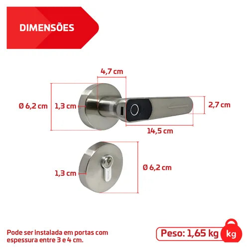 Fechadura Eletrônica Digital Roseta Sl135 Prata Papaiz