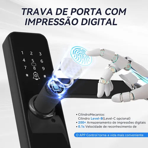 Fechadura Eletronica Digital Com Biometria Senha Intelar