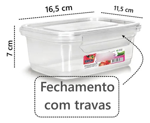 Kit 10 Potes 750ml Herméticos Travas Marmita Reutilizável