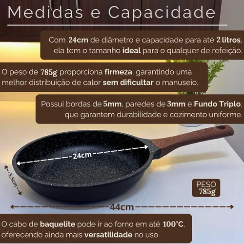 Frigideira Antiaderente Cerâmica Grande 24cm Indução E Gás Aristus - Saudável Atóxica Gourmet Fundo Reforçado Lava-louças Cozinha Moderna Durável Inmetro Alta Qualidade