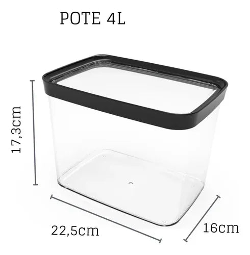 Pote De Arroz Hermético Porta Condimento Empilhável 4000 Ml