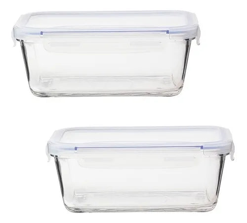 Conjunto De Potes De Vidro Hermético 2 Pçs 1,5 Litro Marmita Cor Transparente