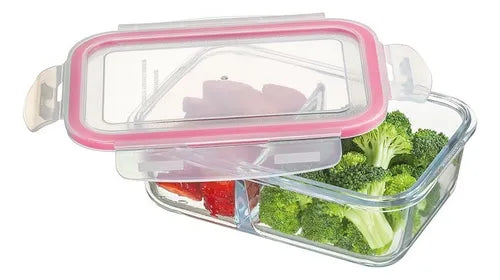 Pote Vidro Hermético Tampa Retangular 640ml