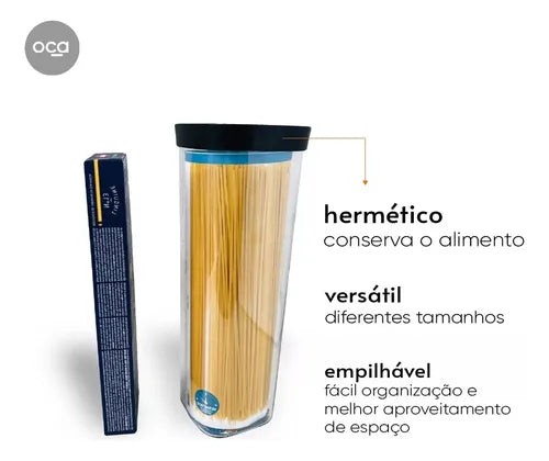 Pote Hermético Macarrão 2000ml Acrílico Helsim- Luxo Cor Verde-claro