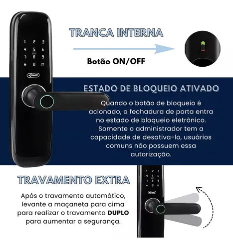 Fechadura Digital Biométrica Touch Id Smart Lock Push E Push