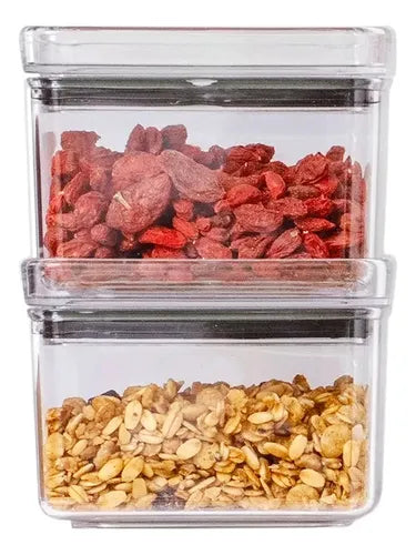 Kit 4 Potes Herméticos Acrílico 480ml Empilháveis Mantimento