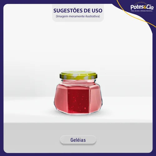 12 Potes De Vidro 170ml Sextavado + Tampa Metálica + Lacre Cor Rosê Gold