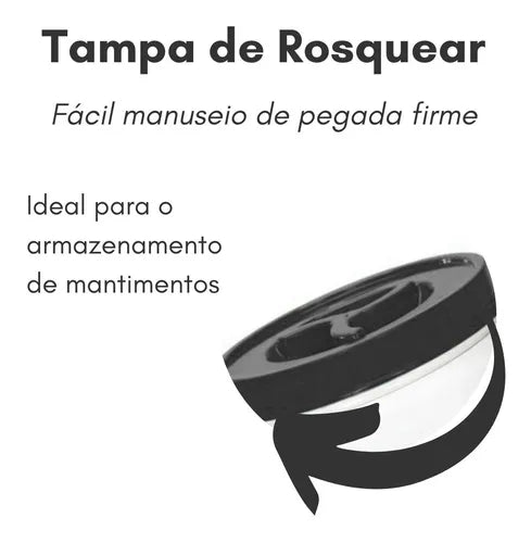 Pote Porta Alimento Tampa De Rosca 2 Litros 12 Pcs Atacado Cor Preto