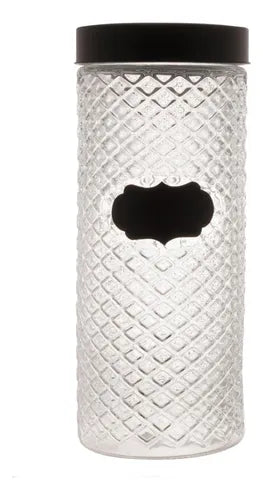 Pote Wolff De Vidro Preta Label 11cm X 28cm