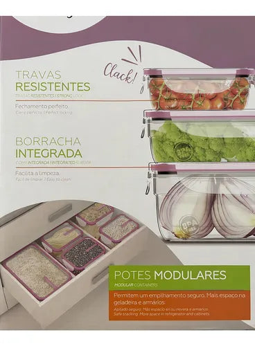 Conjunto 8 Potes Plástico Livre Bpa Linha Freshy Sanremo
