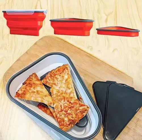 Pote Porta Pizza Em Silicone Retrátil Com Divisória 5 Fatias