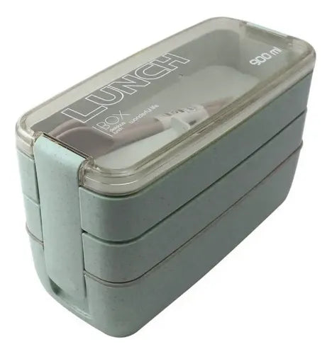 Marmita Fitness Lunch Box 900ml 3 Divisórias Cor Azul