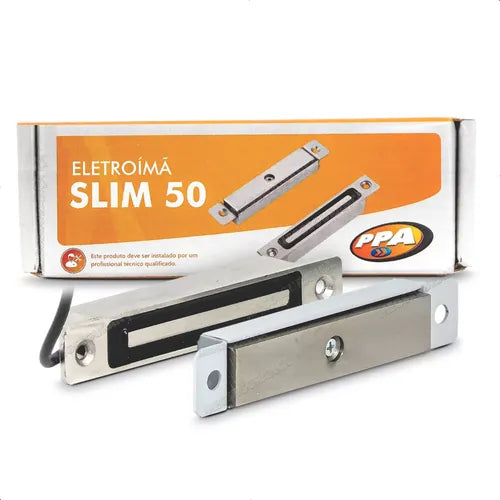 Fechadura Eletroimã Ppa Compacto Slim 50 12v Porta Social Cor Prata