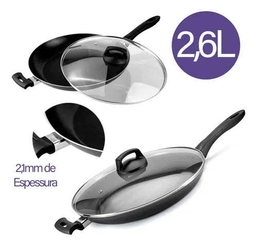 Frigideira Antiaderente 32cm Tampa De Vidro Magnific Panelux