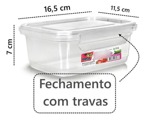 Vasilha Ercaplast 750ml Transparente Retangular Com Tampa
