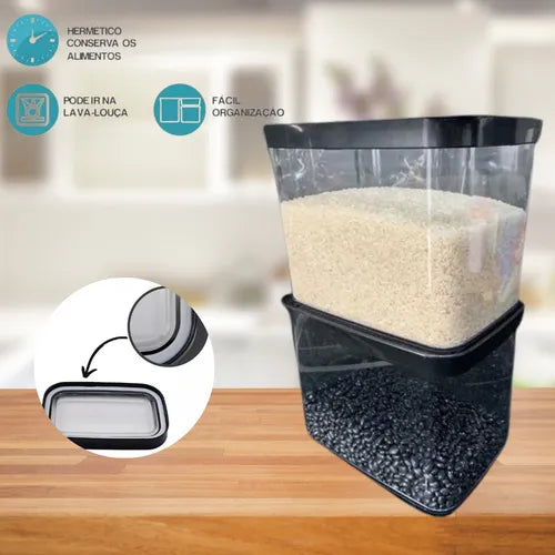 Kit 2 Potes Para Alimentos Mantimentos Grãos Arroz Feijão 4l