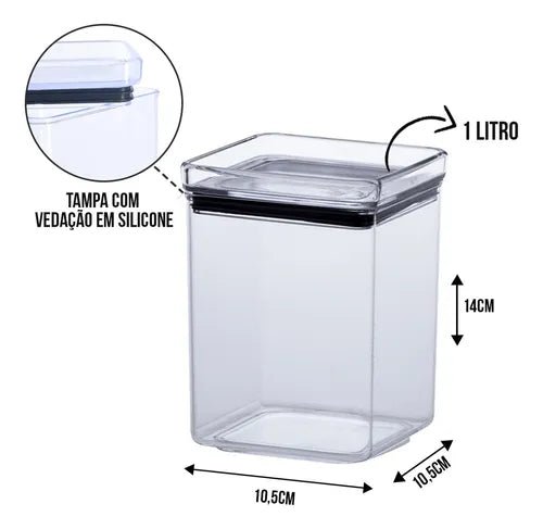 Conjunto Potes Hermeticos Lumini 8 Peças -1000ml, 480ml