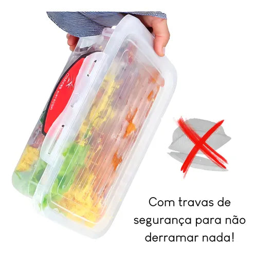 Kit 25 Marmita Fit Reutilizável Com Travas Microondas Congelador Cor Transparente modelo Smart Armazenador