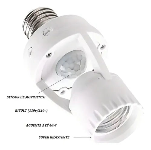 Sensor De Presença Soquete Luz Iluminação Movimento E27 360