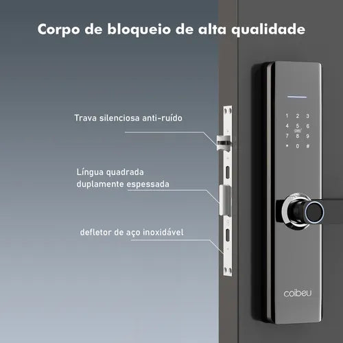 Fechadura Eletronica Digital Wifi Tuya Biometria Coibeu