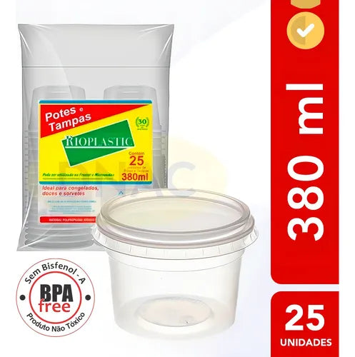 Pote Redondo 380ml Pacote C 25un Rioplastic