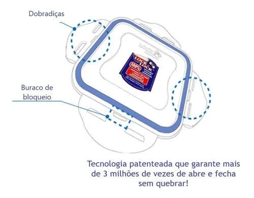 Kit 3 Potes Herméticos Cozinha Retangular Lock&lock 1100 Ml
