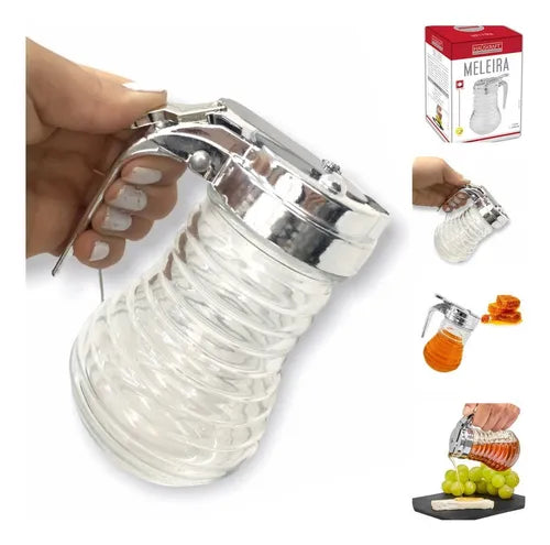 Porta Mel De Vidro Com Dosador 12 Cm - Euro