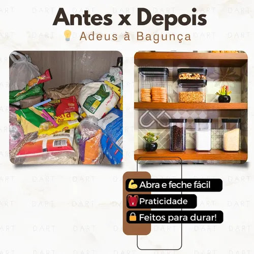 Kit 12 Potes Herméticos Acrílico Para Alimentos Cozinha