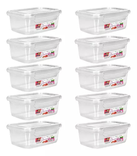 Kit 10 Potes 750ml Herméticos Travas Marmita Reutilizável