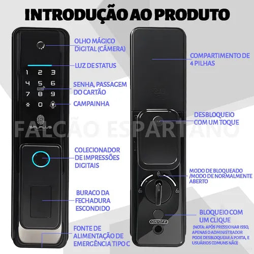 Fechadura Eletronica Biometria Com Câmera Wifi Facial App