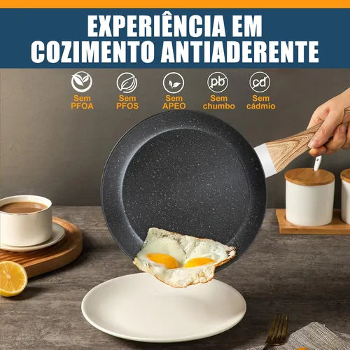 3 Jogo Frigideiras Antiaderente Sem Oleo Indução/gás