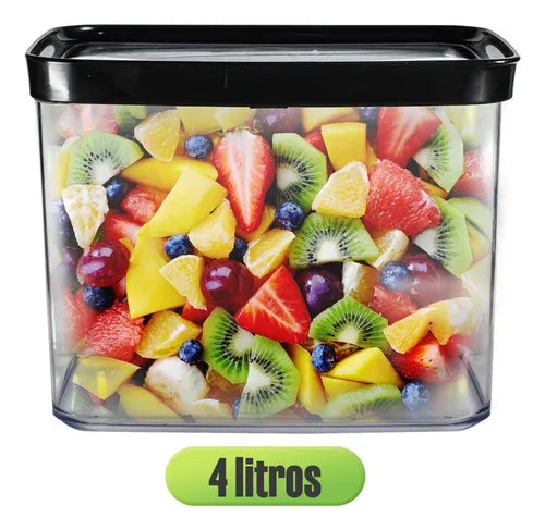 Pote Hermético 4L Acrílico Empilhavel Organizador BPA Free Transparente