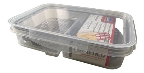 Pote Hermético 2 Divisórias Porta Frios C/ Escorredor 1l