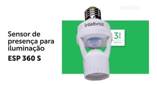 Sensor De Presença Lampada Soquete E27 Interruptor Movimento