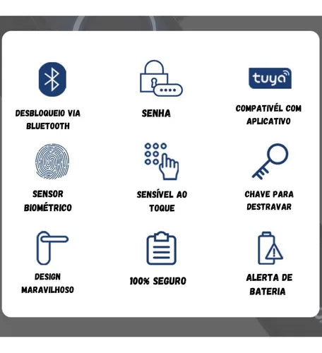 Fechadura Digital Eletronica Biometrica Touch App Tuya + Nf