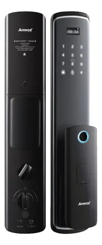 Fechadura Eletrônica Digital com Senha Biometria Digital e Cartão PT Wi-Fi Teclado Touch Screen e Bateria Recarregável Amvox Afc 2000